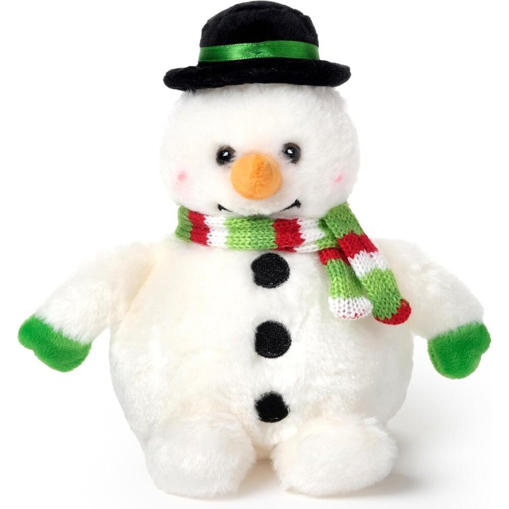 Kids 7" Stuffed Snowman Plushie With Soft White Fur Weighted Body Christmas Toy